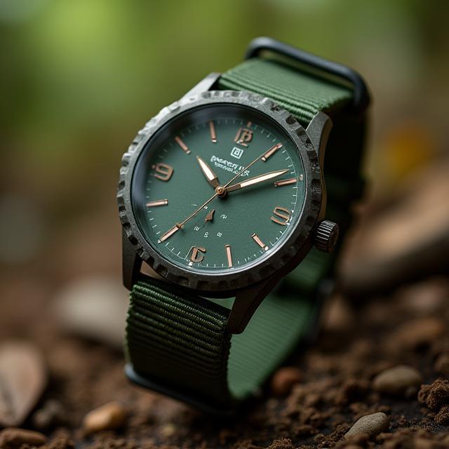 Field watch with green NATO strap